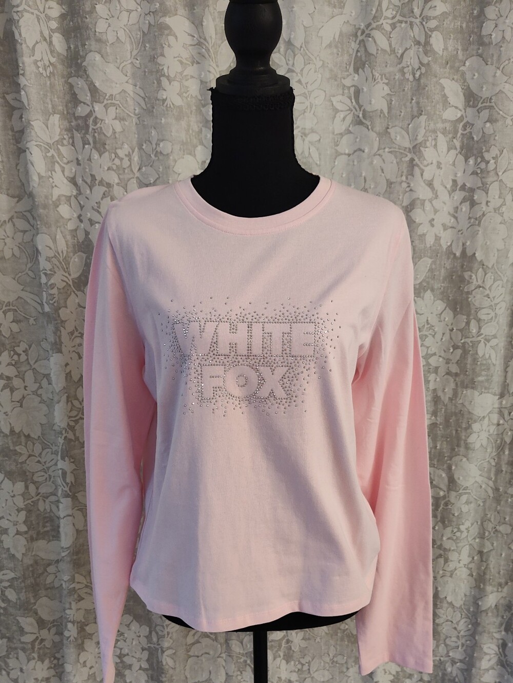 White Fox Relaxed Long Sleeve Baby Tee Pink XL